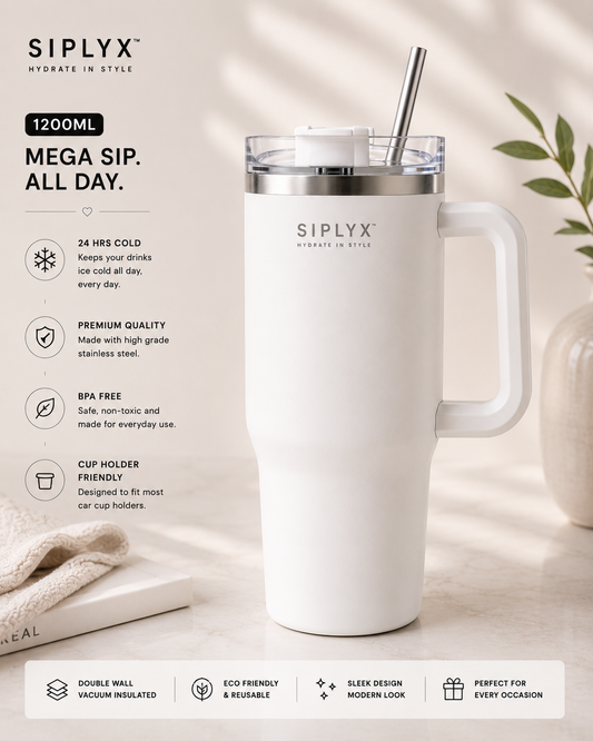 Siplyx™ Cloud White Thermal Tumbler – 40oz
